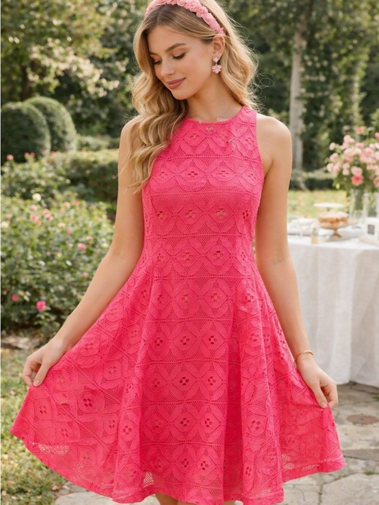Altar'd State Dresses & Skirts - Altard State Lace Fit & Flare Dress Pink Coquette Romantic Feminine